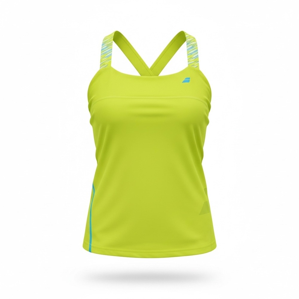 Babolat‎ Women's Lime White Tennis Criss-Cross Tank Performance Top Large